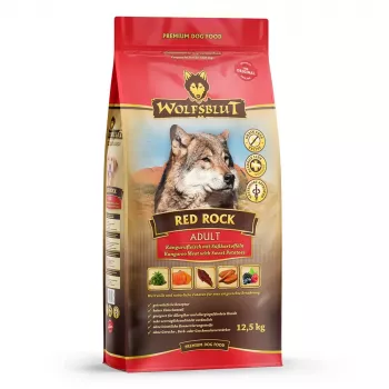 Comida seca para cães Wolfsblut Red Rock canguru com batata-doce, alimento completo para cães adultos, 12,5 kg, proteína 23%, gordura 9,5%