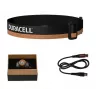 Lanterna de cabeça Duracell DH1500R — preta/laranja, iluminação recarregável mãos livres