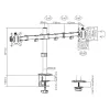 Suporte de monitor Gembird MA-D2-01 para 2 ecrãs até 32 polegadas, VESA 75x75–100x100, grampo, 18 kg, preto