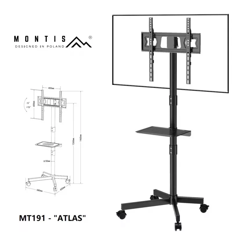 MONTIS MT191 ATLAS Suporte de TV móvel para 23-60 polegadas, VESA 400x400, preto
