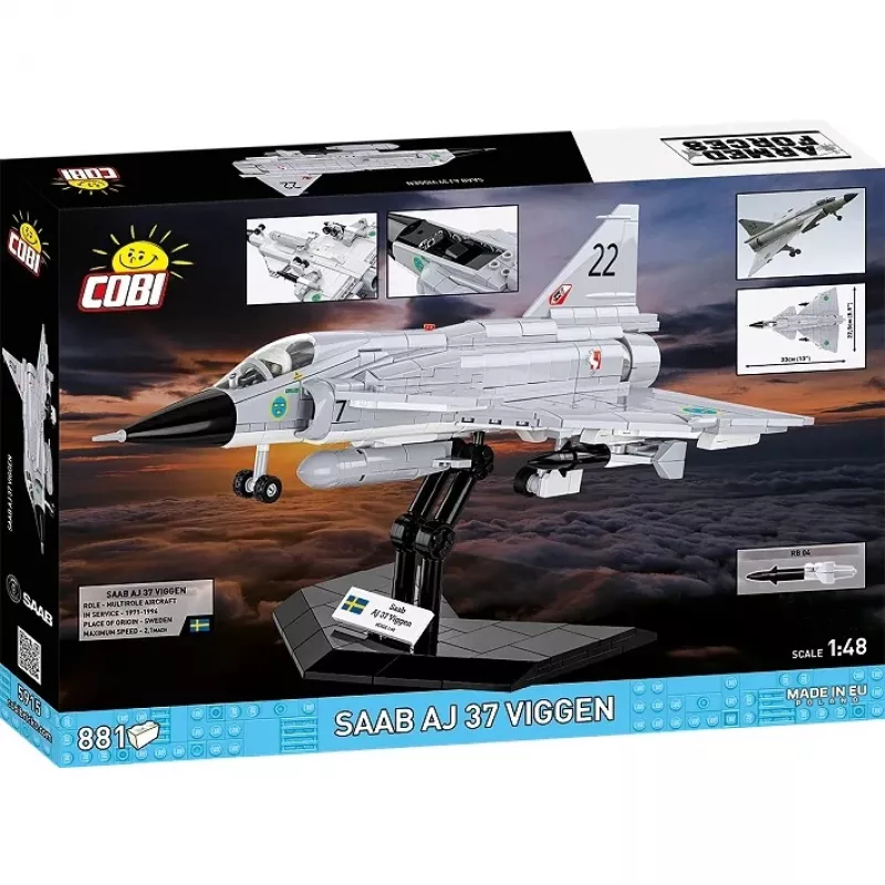 Conjunto de construção Cobi Blocks Saab AJ 37 Viggen 881 peças