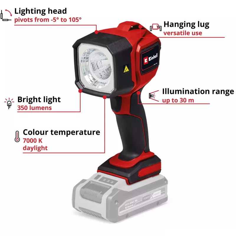 Lanterna sem fio Power X-Change TC-CL 18/350 Li - Solo, 18 Volt, lanterna LED sem bateria e carregador