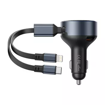 Carregador de automóvel Vention FFOB0 30W com cabo USB-C para Lightning, 30 W de potência para carregamento de iPhone