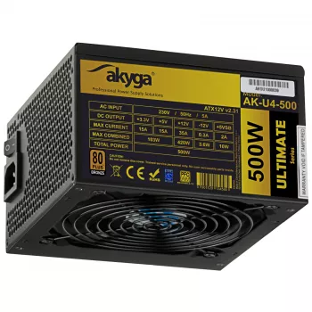 Akyga Ultimate AK-U4-500 fonte de alimentação ATX 500 W, 80 PLUS Bronze, PFC ativo, ventoinha de 120 mm