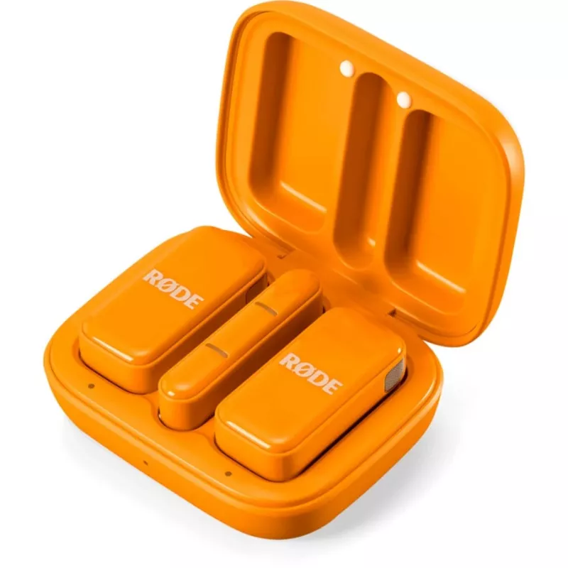 Microfone sem fios Rode Wireless Micro (WIMICROCORA) – sistema lavalier compacto, laranja