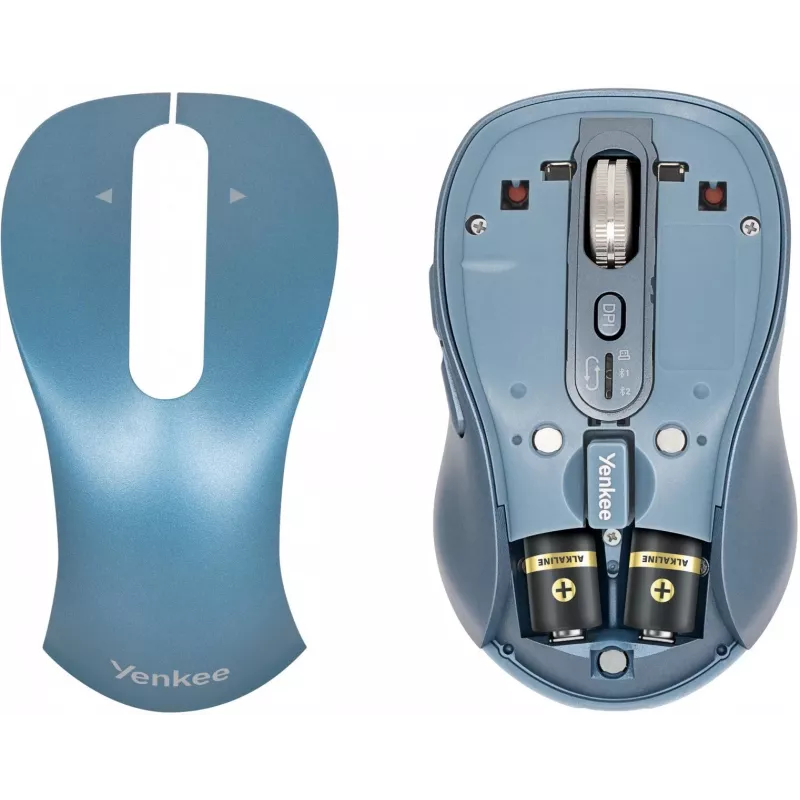 Rato sem fios YENKEE YMS2010BE dual-mode ergonómico, recetor USB 2,4 GHz + Bluetooth 5.1, DPI de 4 níveis 1000–3200, 6 botões