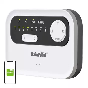 Controlador de rega RainPoint HIC801W WiFi — programador de rega de 8 zonas, conectividade Wi‑Fi