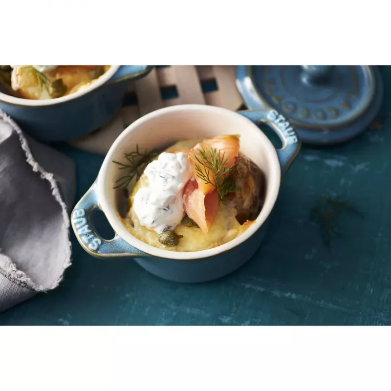 Mini Cocotte Staub redonda, 4 unid. - 200ml, turquesa antigo