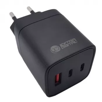 Carregador EXTRA DIGITAL GaN 2x USB Type-C, USB Type-A: 65W, PPS