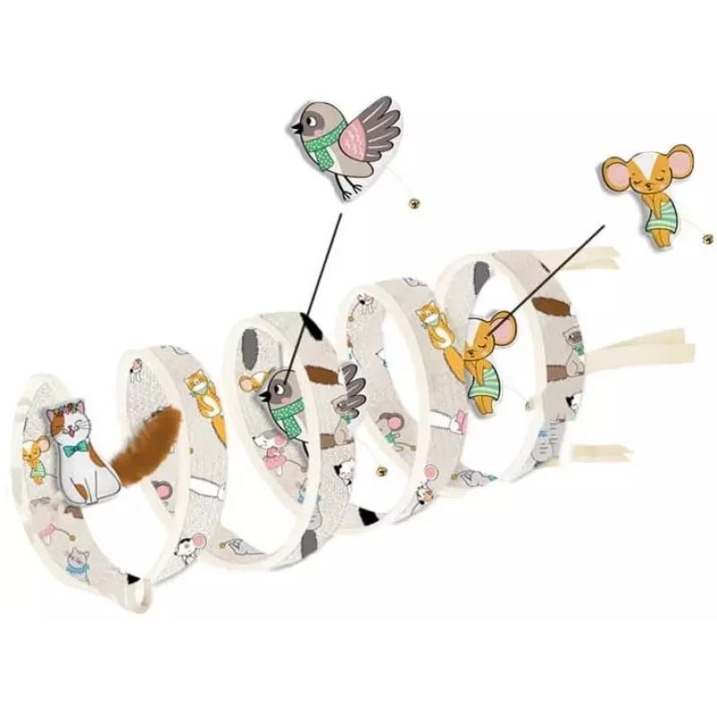 Túnel para gatos ZOLUX CHATOUILLE padrão espiral 'gatos e ratos' 79 cm