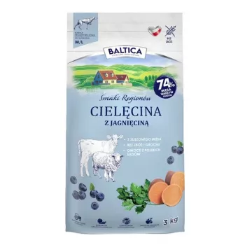 BALTICA Aromas Regionais Raças Médias e Grandes Vitela com Cordeiro - Alimento Seco para Cães - 3 kg