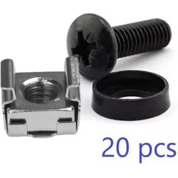 Conjunto de porcas de gaiola LOGON RAX106 preto prateado aço inoxidável aço 48,3 cm
