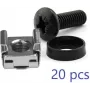 Conjunto de porcas de gaiola LOGON RAX106, preto e prateado, aço inoxidável, aço, 48,3 cm