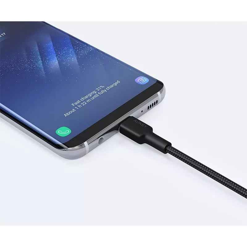 Aukey CB-CA2 OEM cabo de USB-C para USB-A, entrançado de nylon, 2 m, preto