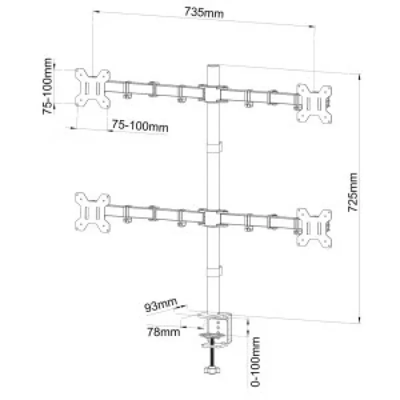 Braço para 4 monitores LCD 13-27'' L-04N