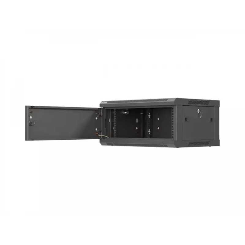 Armário de rack 19 polegadas para montagem na parede LANBERG 4U 600x450 mm preto com porta metálica