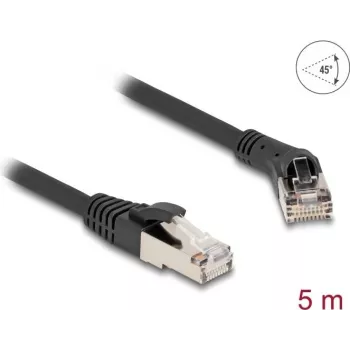 Cabo de rede DeLOCK RJ45 Cat.8.1 S/FTP 45° angular para reto 5 m preto