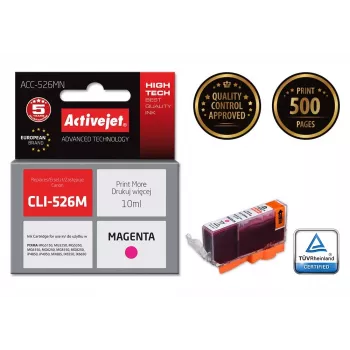 Tinteiro ActiveJet ACC-526MN compatível para Canon, magenta, tinta à base de corante, 10 ml, elevado rendimento (XL), embalagem individual