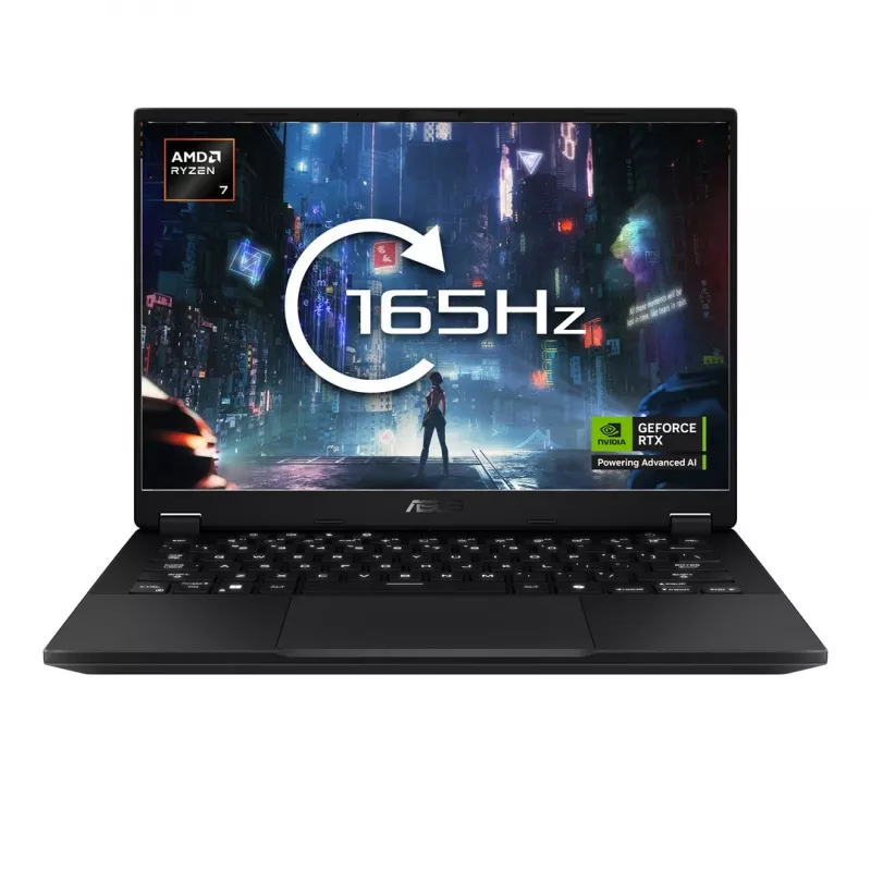 Portátil ASUS FA401UH-RG018 — 14 polegadas WQXGA IPS 165Hz, AMD Ryzen 7 260 (8c/16t, até 5,1 GHz), RTX 5050 8GB, 16GB LPDDR5x, 512GB PCIe 4.0 SSD, 73Wh
