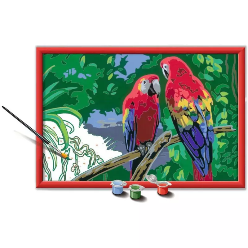 Ravensburger pintar por números - Papagaios coloridos