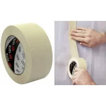 3M 101E fita adesiva de mascarar de papel crepe, 36 mm x 50 m, bege