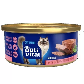 OPTIVITAL Mousse fofo com vaca - Alimento húmido para gatos - 85g