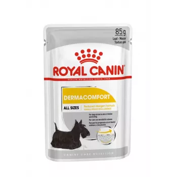 Royal Canin Dermacomfort Adult 85 g saqueta – Comida húmida para cães com pele sensível, sabor a aves, 78 % humidade