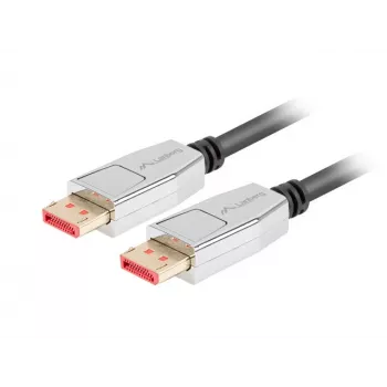 Cabo DisplayPort LANBERG CA-DPDP-20CU-0010-BK — DisplayPort para DisplayPort, 1 m, preto/prateado