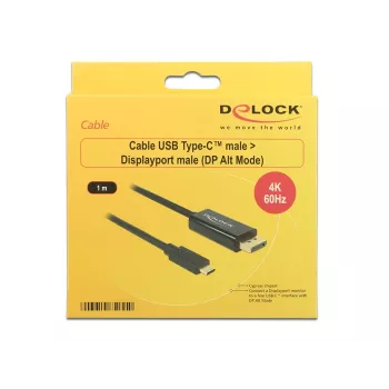 Adaptador de cabo de vídeo USB Type-C DisplayPort DeLOCK 85255