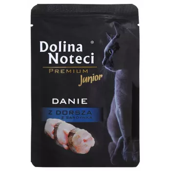 Dolina Noteci Premium Prato de bacalhau e sardinha - Alimento húmido para gatinhos - 85 g