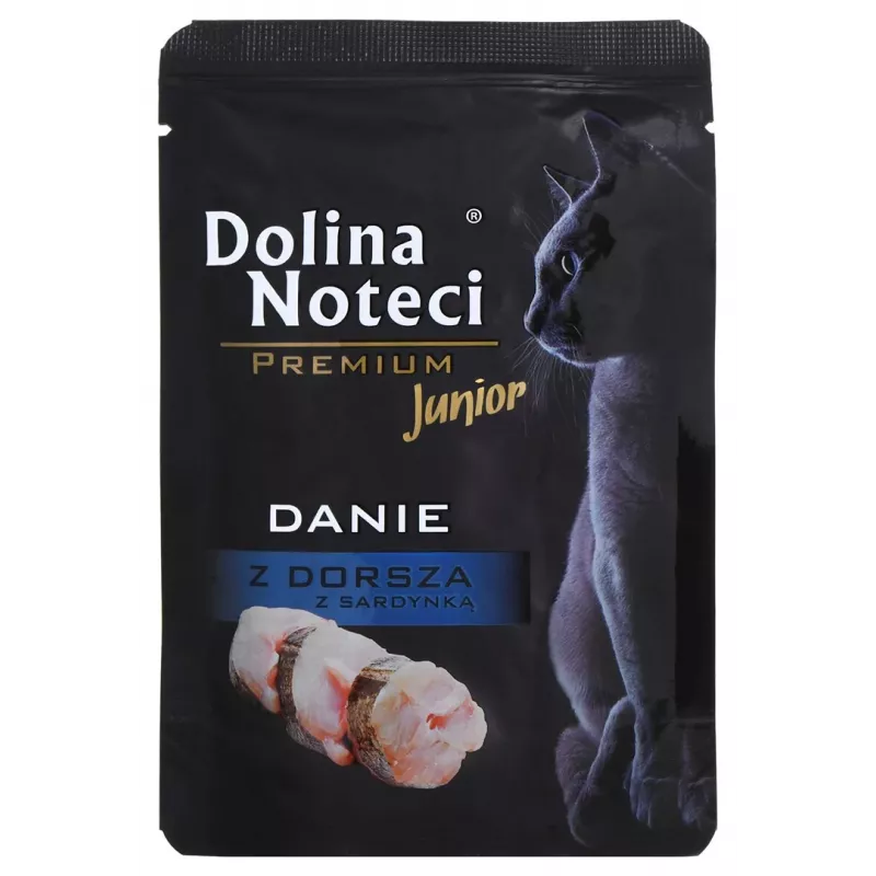 Dolina Noteci Premium Prato de bacalhau e sardinha - Alimento húmido para gatinhos - 85 g
