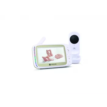 Intercomunicador de vídeo para bebé Motorola 5,0 polegadas Wi-Fi com fixação à cama Stargrip | VM45 Connect | branco