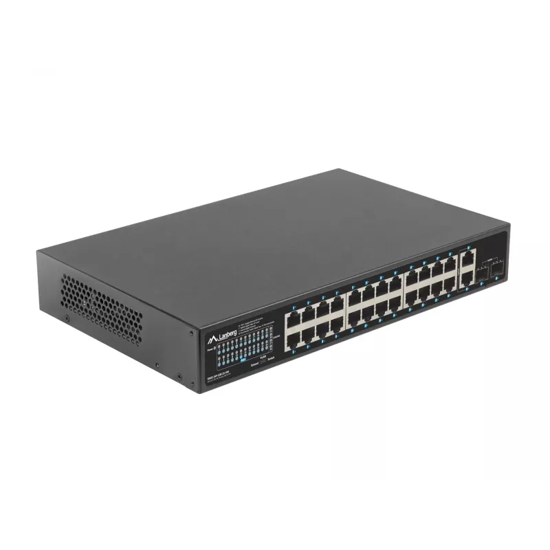 Switch não gerido LANBERG RSGE-24P-2GE-2S-360 com 24 portas Ethernet RJ-45