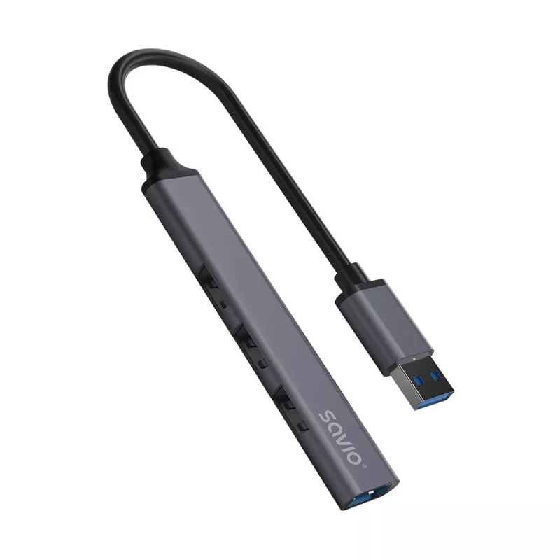 Savio AK-70 hub USB-A, 4 em 1: 3 x USB-A 2.0 + 1 x USB-A 3.1 Gen 1, 5 Gbps