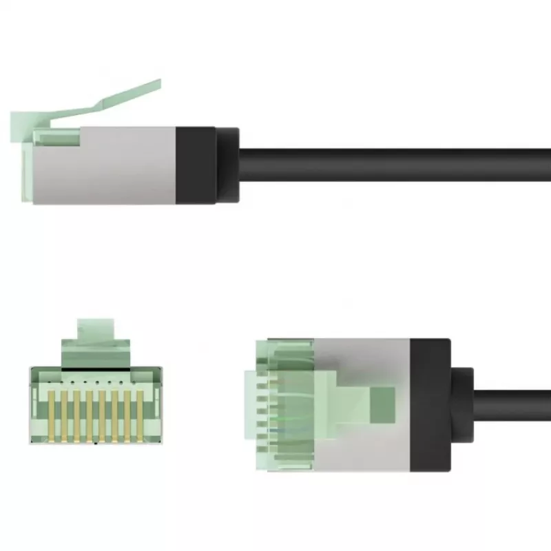 Cabo de rede Goobay Ultra-Flexíveis CAT 8.1 fino U/FTP preto - ficha extra-curta 99,9% (74353)