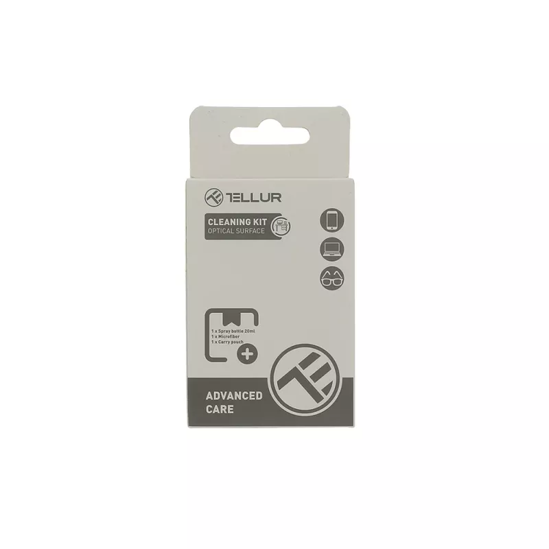 Conjunto de limpeza ótica de superfícies Tellur TLL491311 com pano de microfibra e escova