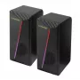 Esperanza EGS106 Rainbow Nortec colunas 2.0, 6 W (2x3 W), alimentadas por USB, mini-jack de 3,5 mm, LED RGB, pretas