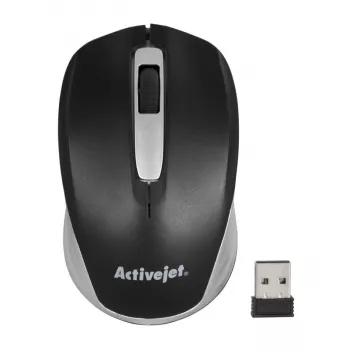 Rato sem fios ActiveJet AMY-313, recetor RF-Nano, ótico 1200 DPI, ambidestro, 3 botões, pilha AA