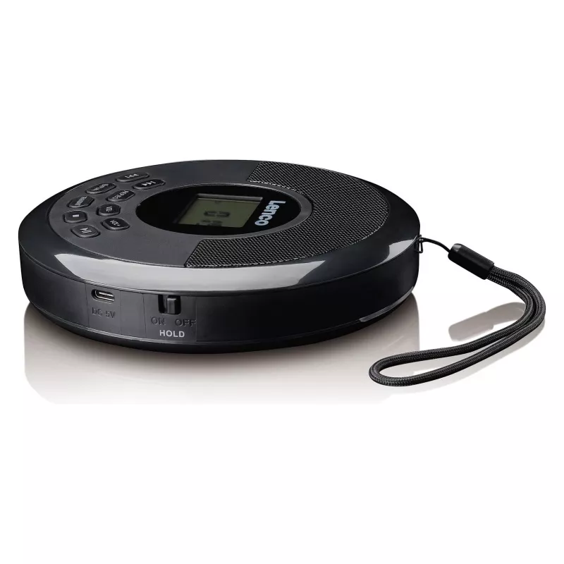 Leitor de CD portátil Lenco CD-340BK — preto, design portátil