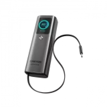 Powerbank CANYON OnPower 265 com cabo integrado, 20000mAh, 165W, alumínio, cinzento-escuro