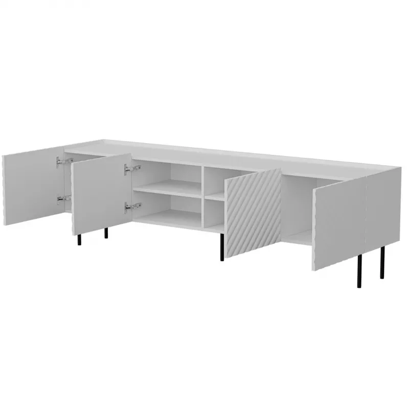 Móvel de TV cama meble LUCCA 4D, 2000×400×590 mm, branco, tampo em aglomerado