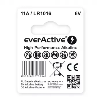 Pilha para chave de automóvel everActive 11A LR1016 MN11 6V alcalina, pilha botão 10,3×16 mm, 1 unid.