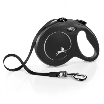 Trella Flexi New Classic L 5 m preta – trela, para raças grandes (25–45 kg), carga máx. 50 kg