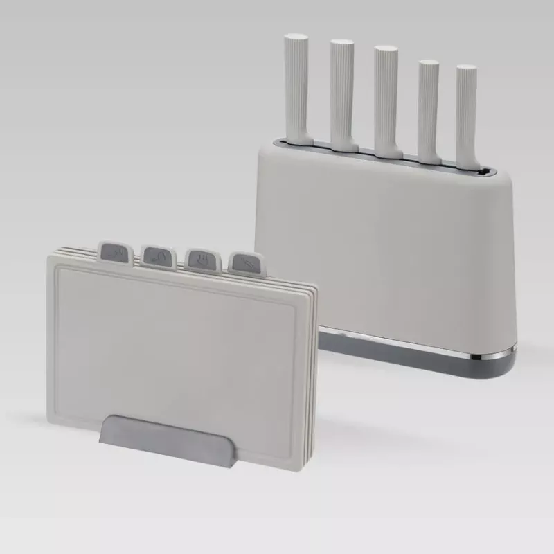 Maestro MR-1412-GREY conjunto de facas com bloco e conjunto de tábuas de corte, cinzento