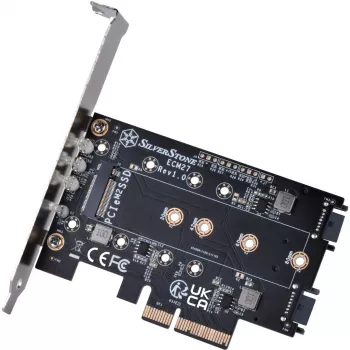 Placa adaptadora Silverstone SST-ECM27 M.2/SATA, PCIe 4.0, 1x M-Key, 2x SATA 6G - Low Profile