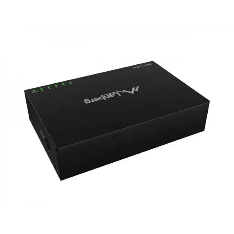 Switch de rede LANBERG DSM1-1005 5x 1 Gb/s não gerido desktop, caixa metálica, 12V