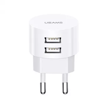Carregador USAMS US-CC080 T20 dual USB rotativo, 10,5 W, branco