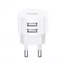 Carregador USAMS US-CC080 T20 dual USB rotativo, 10,5 W, branco