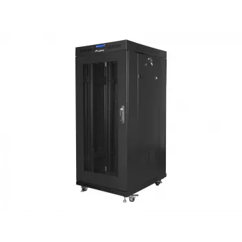 Armário rack 19 27U 600x800 preto, porta perfurada LCD (embalagem plana)