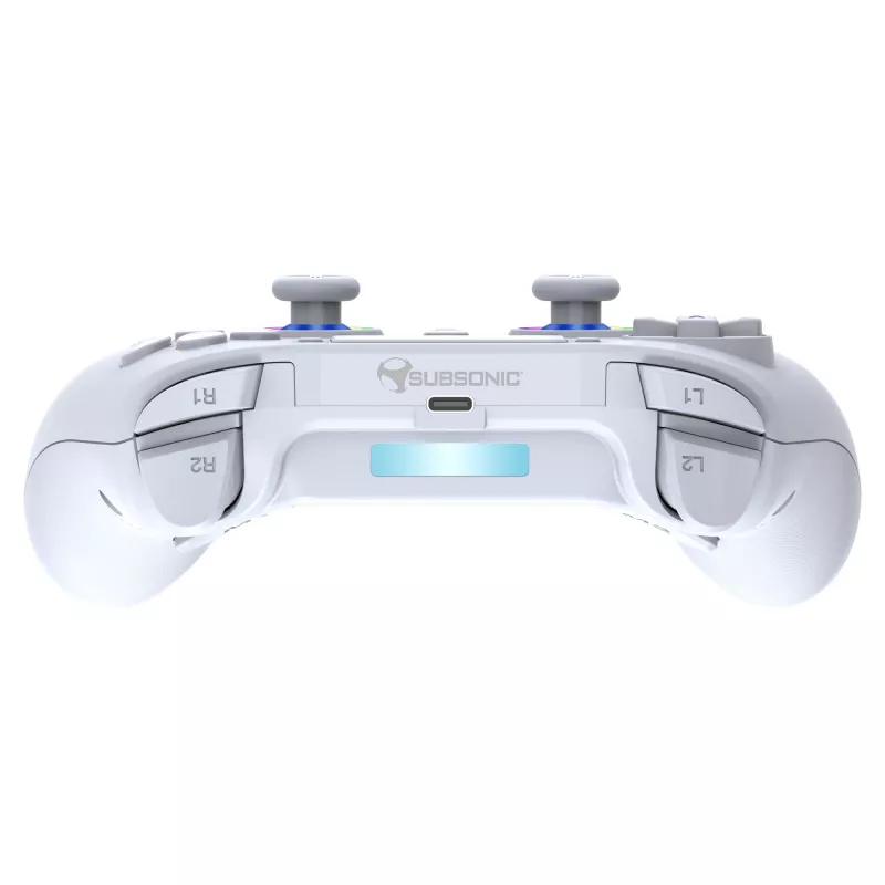 Comando Subsonic PS5 Wireless LED Controller branco D-pad Home Options Share